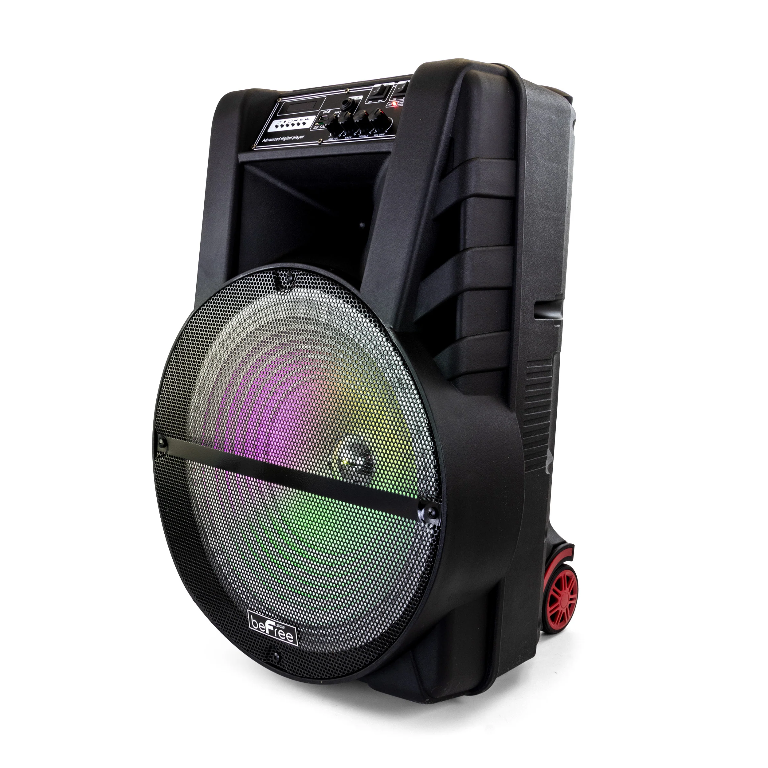 beFree Sound 15 Inch Bluetooth Portable Rechargeable Party Speaker with LED Lights