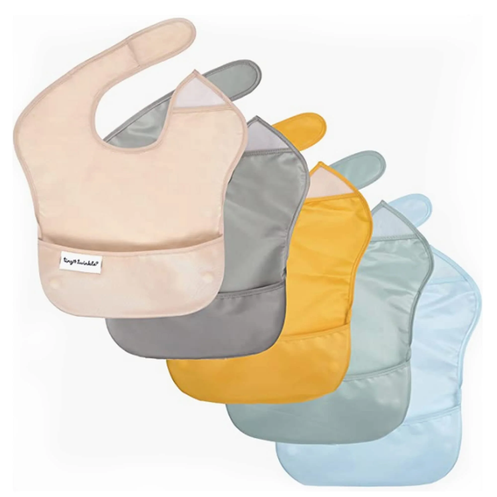 Tiny Twinkle Mess-Proof Baby Bib - Waterproof Bib for Baby Boy or girl - Machine Washable - Adjustable closure - PVc, BPA, &a; Pht