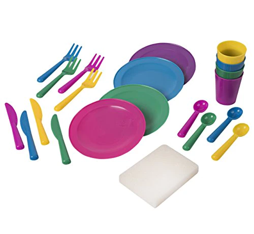 Big Mos Toys Pretend Play Dishes Playset – Little Chef Set, Kids Serving Dishes - Play Cups, Cutlery, Ladle, Tableware, Pots and