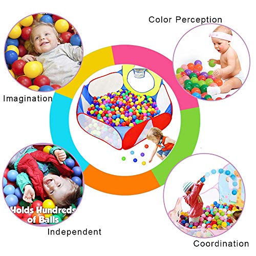 Eocolz Kids Ball Pit Large Pop Up Childrens Ball Pits Tent for Toddlers Playhouse Baby Crawl Playpen with Basketball Hoop and Zi