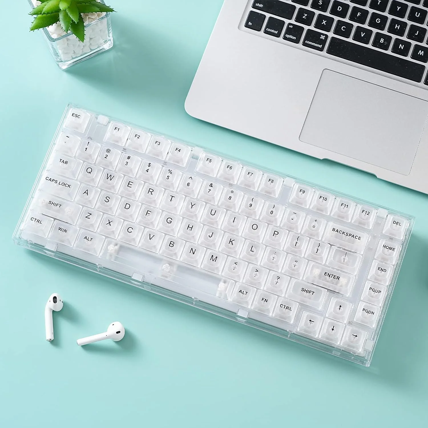 Zell Electronics Zell Pro 82 Key Wireless Hot Swappable Mechanical Gaming Keyboard With Transparent Keycaps,Bt5.0/2.4G/Usb-C, Gasket Mount Key…