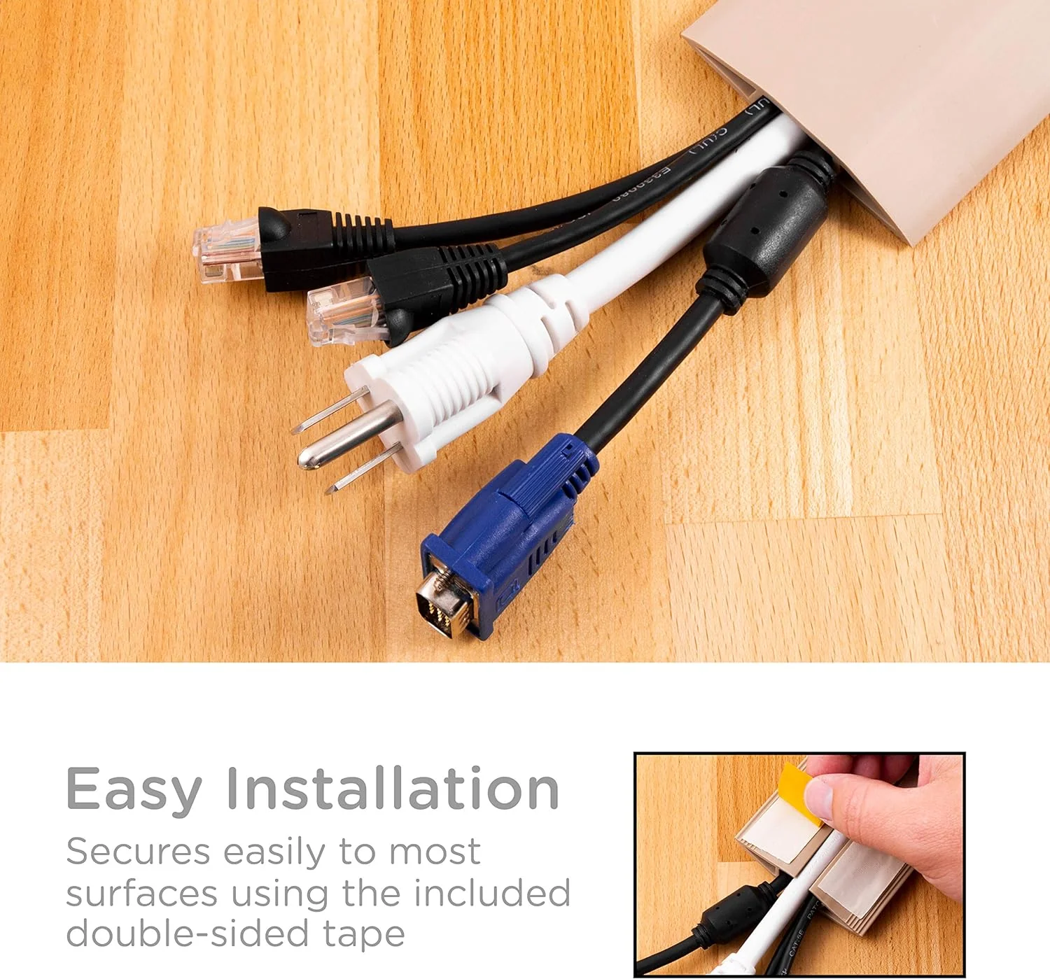 GE Cordinate 10 ft Cord Cover Floor, Cord Protector, Cord Management, Cord Concealer, Cable Hider and Cable Raceway, Extension Cor