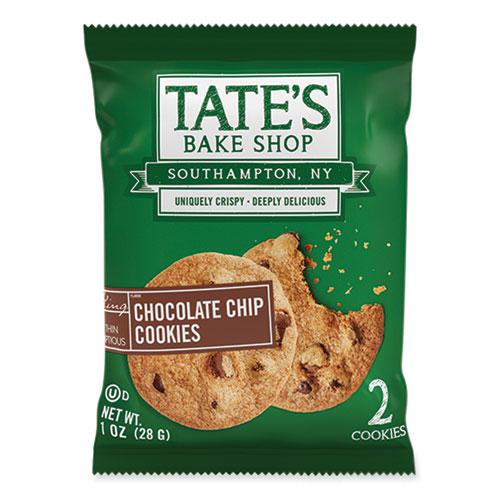 Tate&s;s Bake Shop Chocolate Chip Cookies Snack Packs, 1 oz Pack, 2 Cookies/Pack, 8 Packs/Box, 2 Boxes/Carton