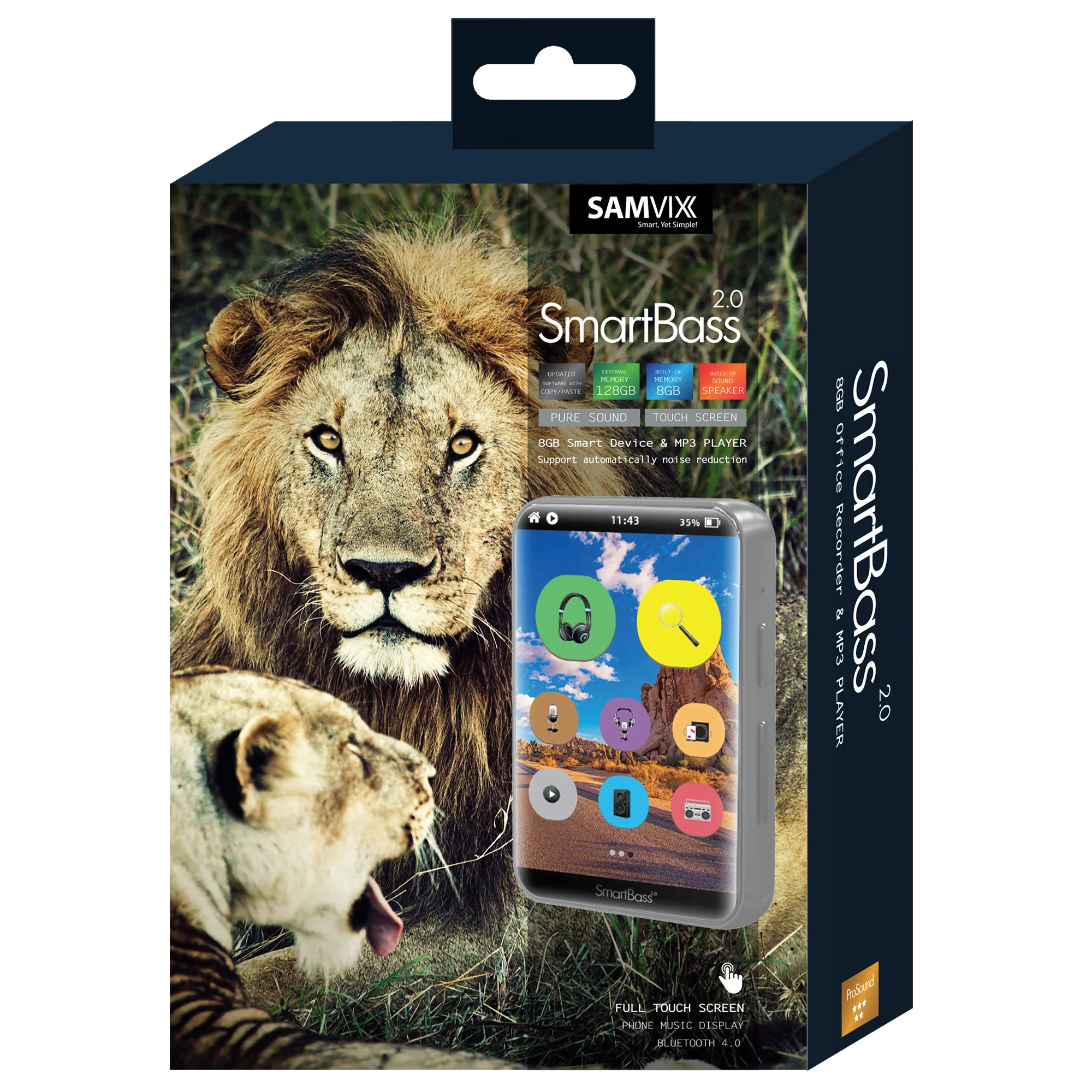 Samvix Smartbass 2.0 Sport 16GB Kosher MP3 Player with Full Touchscreen (Silver)