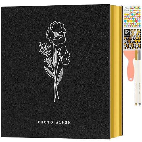 Lanpn Self Adhesive Photo Album Scrapbook 80 Pages, Linen Photos Albums DIY Sticky Magnetic Pages holds 4x6 5x7 A4 A5 Picture fo
