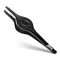 BRV MEN Wide Grip Slant Tweezers - Titanium Coated Stainless Steel - Perfectly Aligned Slanted Tips for Ultra Precision - Profes
