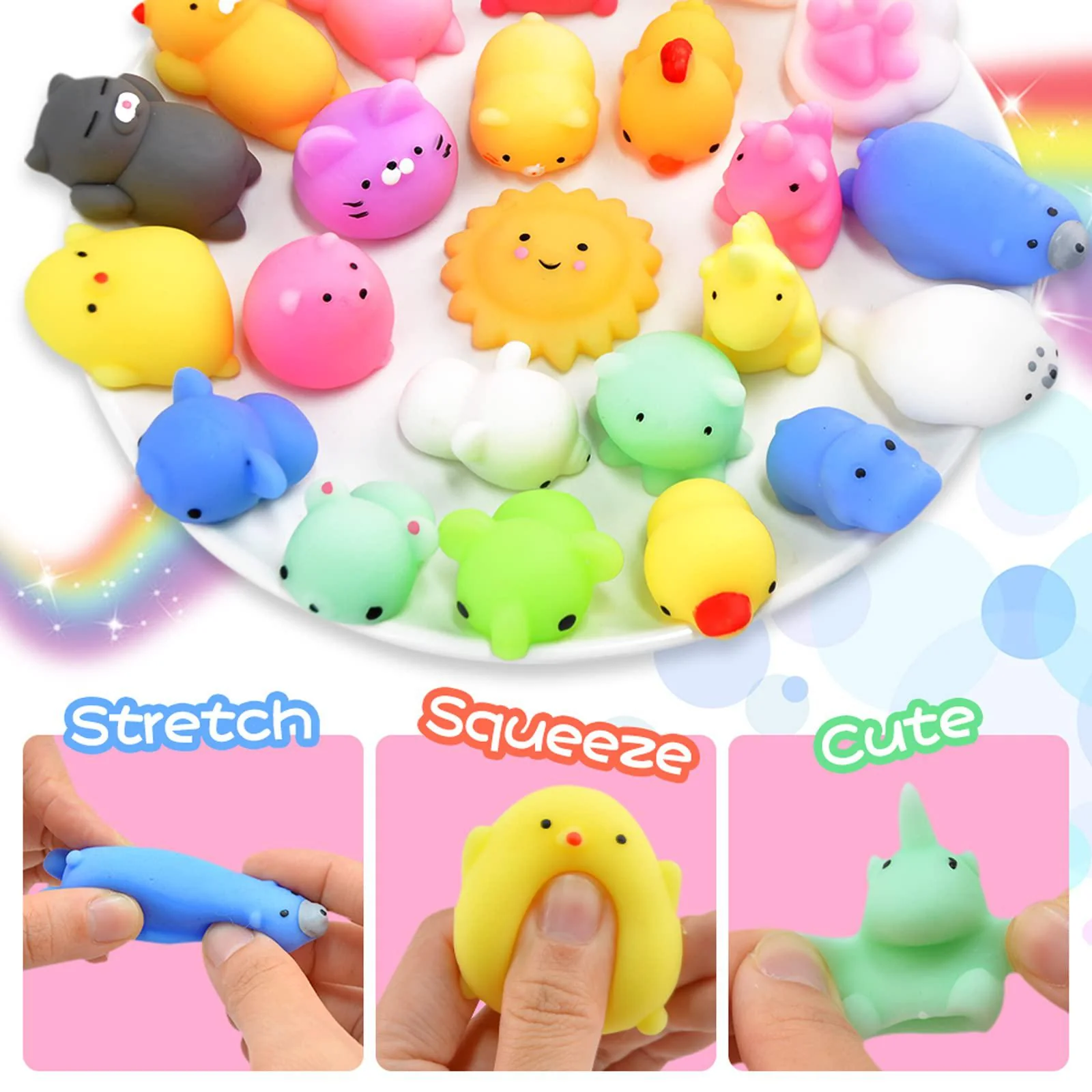 ocato squishies mochi squishy toys 40pcs party favors for kids mini squishy kawaii mochi animal squishies cat unicorn squishy