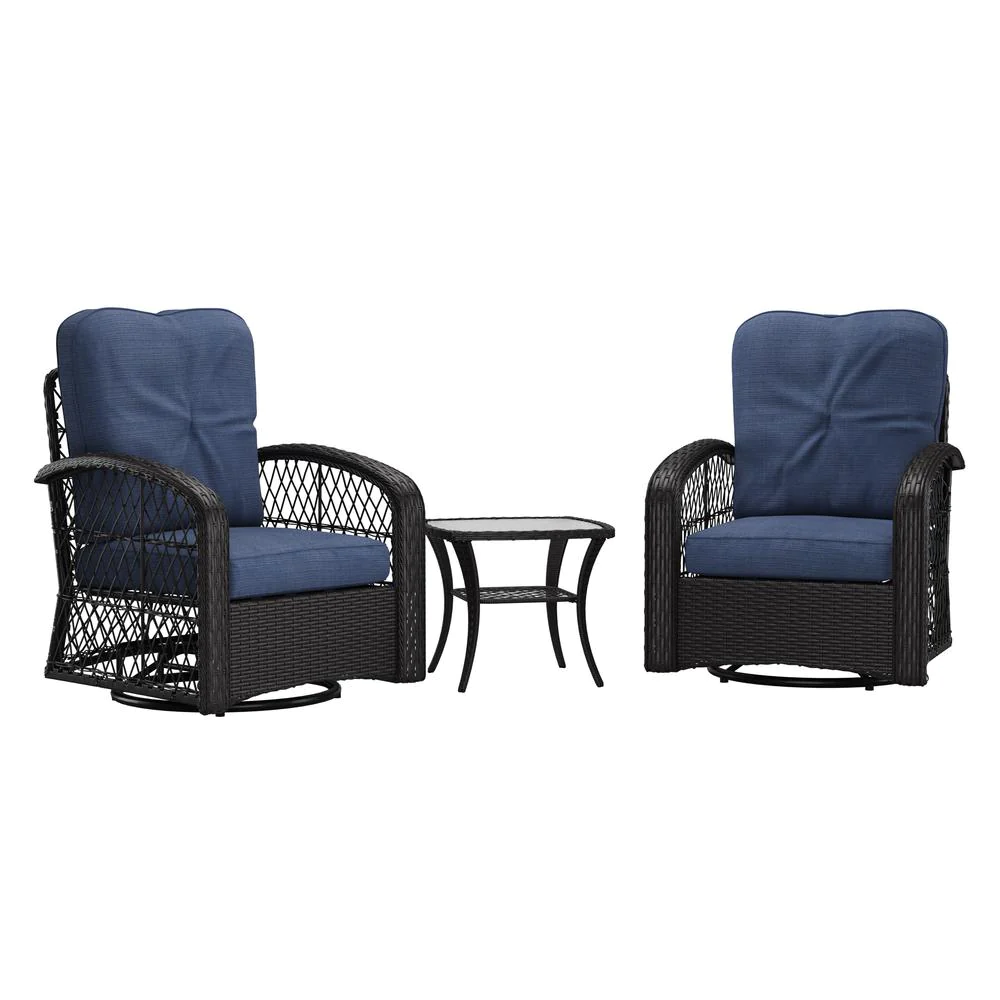 CorLiving Maybelle Swivel Patio Chairs Set, 3pc