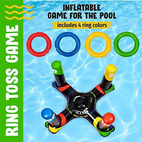 hoovy inflatable pool ring toss game | inflatable swimming pool water game | ring game with 4 ring toss rings | throwing ring