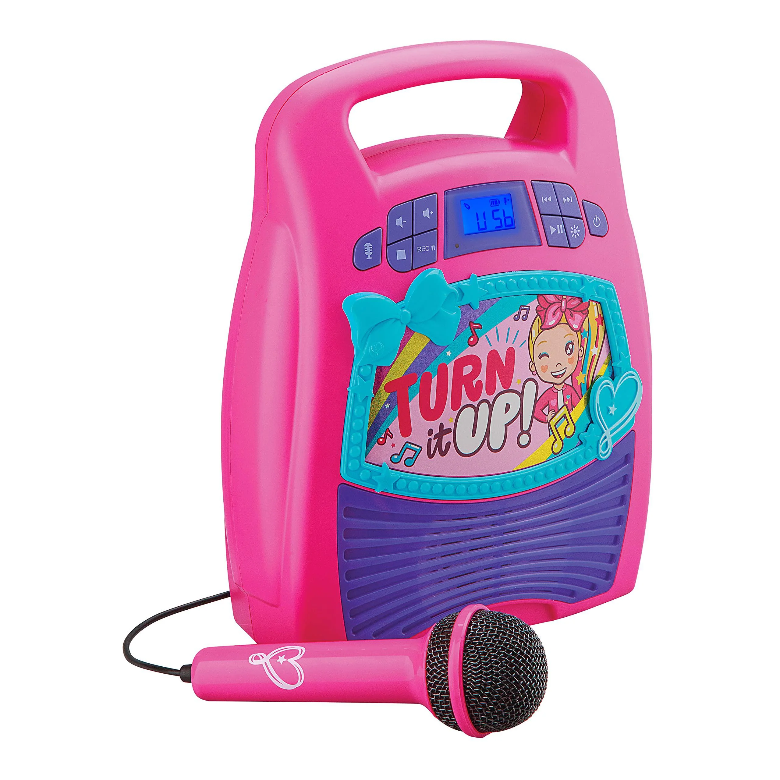 ekids jojo siwa bluetooth karaoke machine, portable bluetooth party speaker with microphone for kids, speaker with usb port t