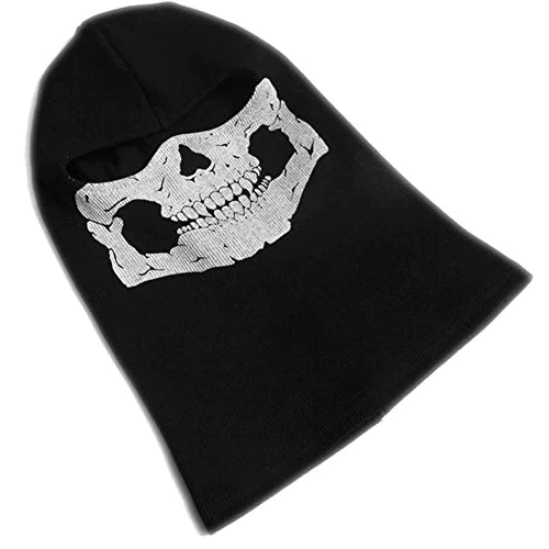 Nuoxinus Black Balaclava Ghosts Skull Full Face Mask For Cosplay Party Halloween Outdoor Motorcycle Bike Cycling Skateboard Hiki
