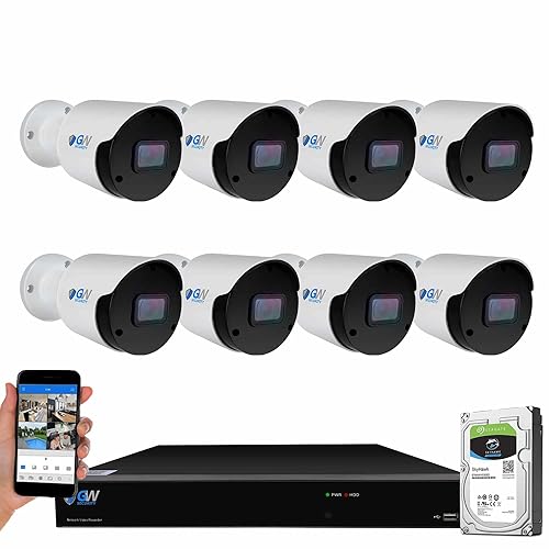 Camstar GW Security 16 Channel NVR UltraHD 12MP 4K @30FPS Face/Human/Vehicle Detection PoE Security Camera System with 8 x 12MP IP Micro
