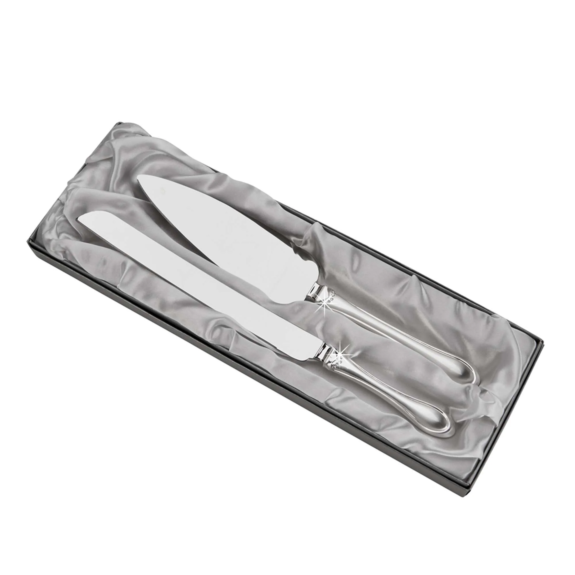 Contemporary Home Living Set of 2 Two-Toned Crystal Cake Knife and Server Set