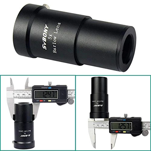 SVBONY Telescope Barlow Lenses, 1.25 Inch Telescope Accessory, Fully Metal Multi Coated Broadband Green Film Barlow Lens 5X for