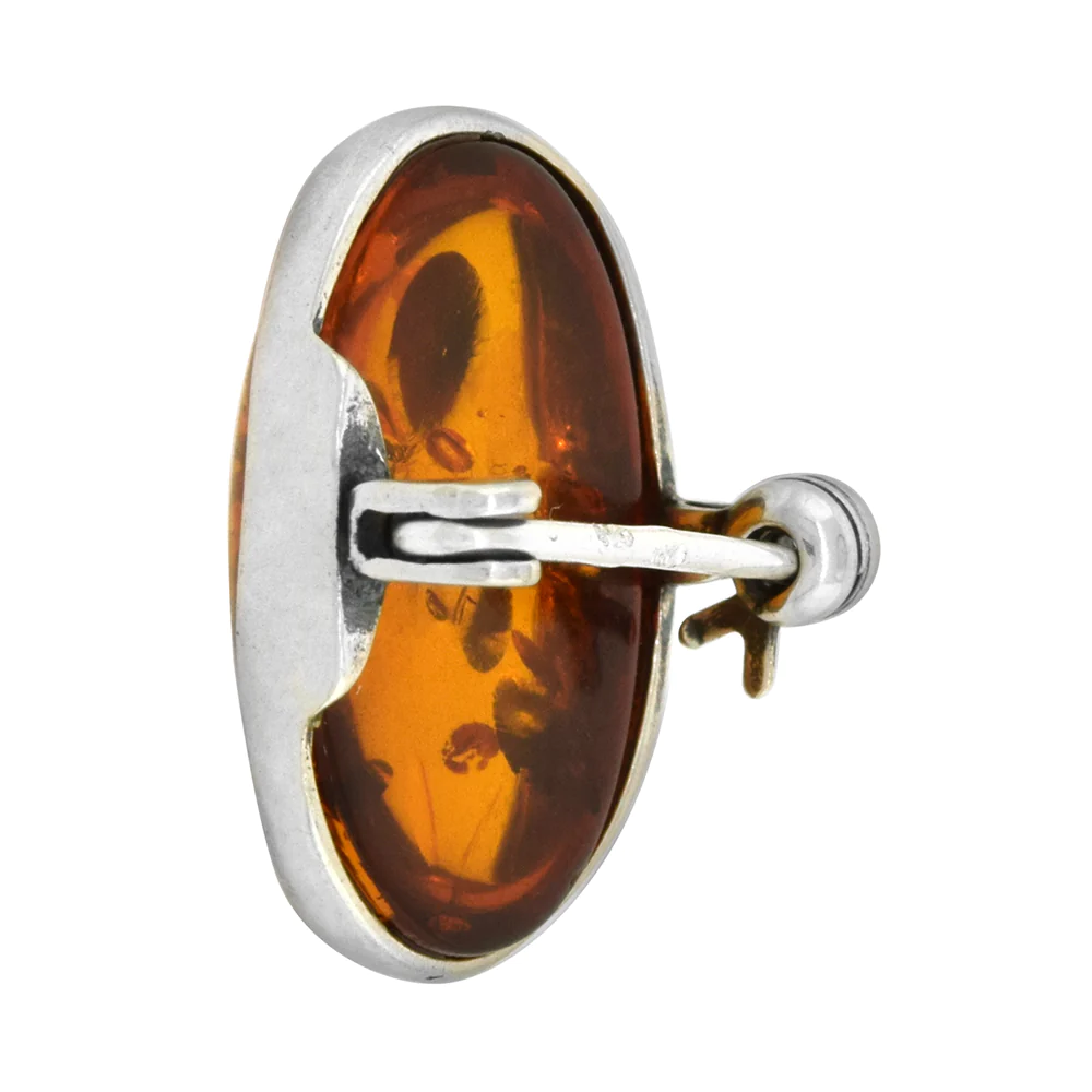 Sabrina Silver Sterling Silver Baltic Amber Man in the Moon Brooch Pin for Women Antiqued finish approx. 13/16 inch wide