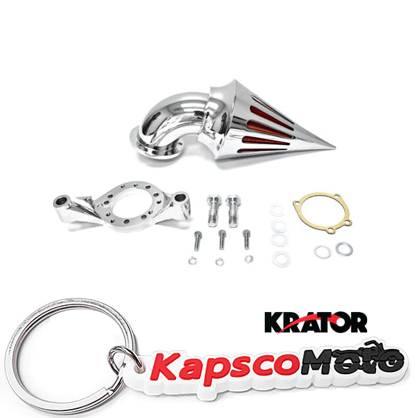 Krator Chrome Billet Aluminum Cone Spike Air Cleaner Kit Intake Filter Motorcycle Compatible with Harley Davidson CV Carburetor Delphi