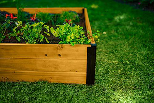 vita mezza 4&s;x4&s;x11 modular garden aluminum posts, cedar vt17703 raised bed, golden brown