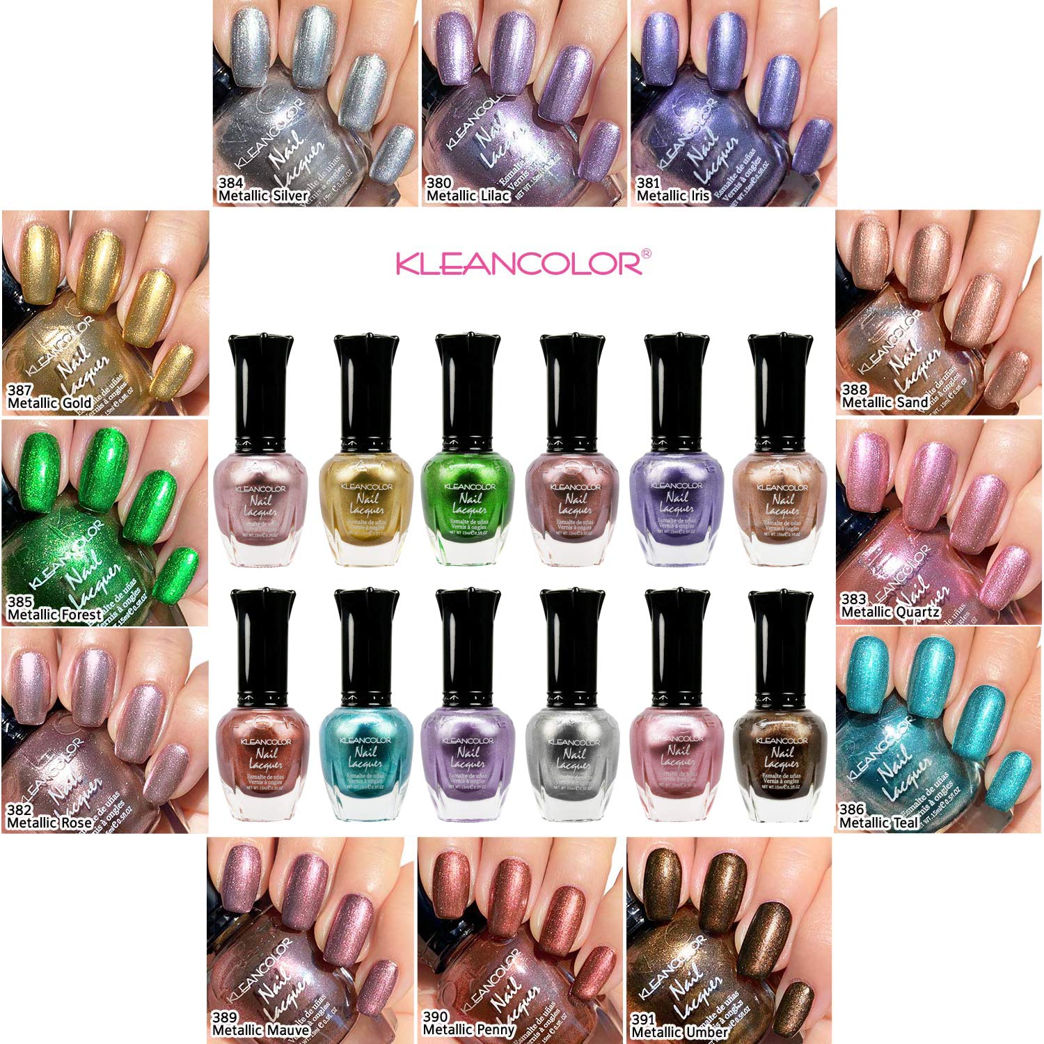 Kleancolor Nail Polish - Awesome Metallic Full Size Lacquer Lot of 12-pc Set Body Care / Beauty Care / Bodycare New Shades