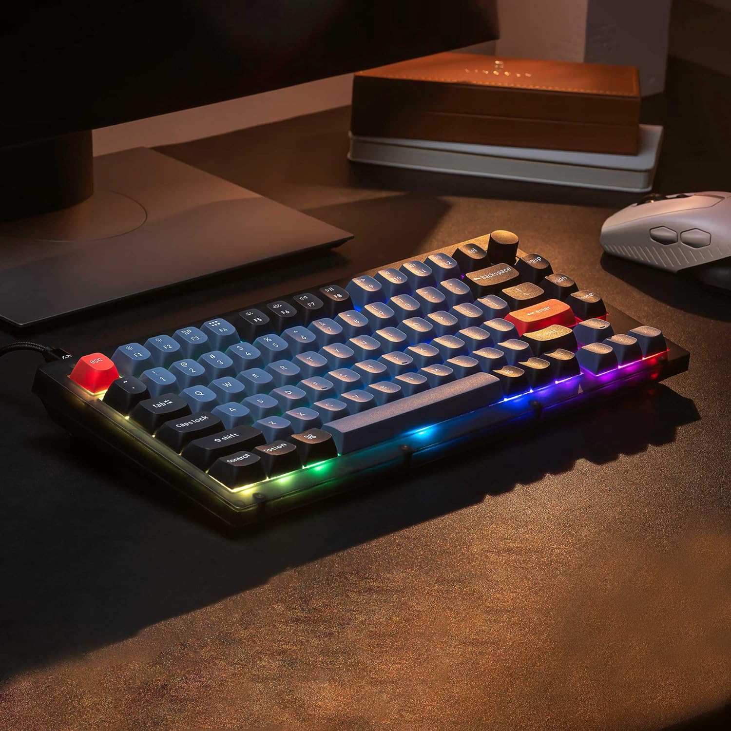 Zell Electronics Zell V1 Wired Custom Mechanical Keyboard Knob Version, 75% Layout Qmk/Via Programmable With Hot-Swappable K Pro Red Switch Co…
