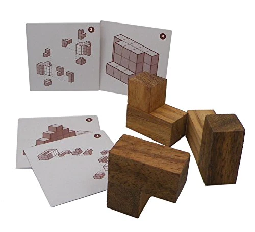 Winshare Puzzles and Double Soma Cube with Playing Cards - Wooden Puzzle Game Brain Teaser