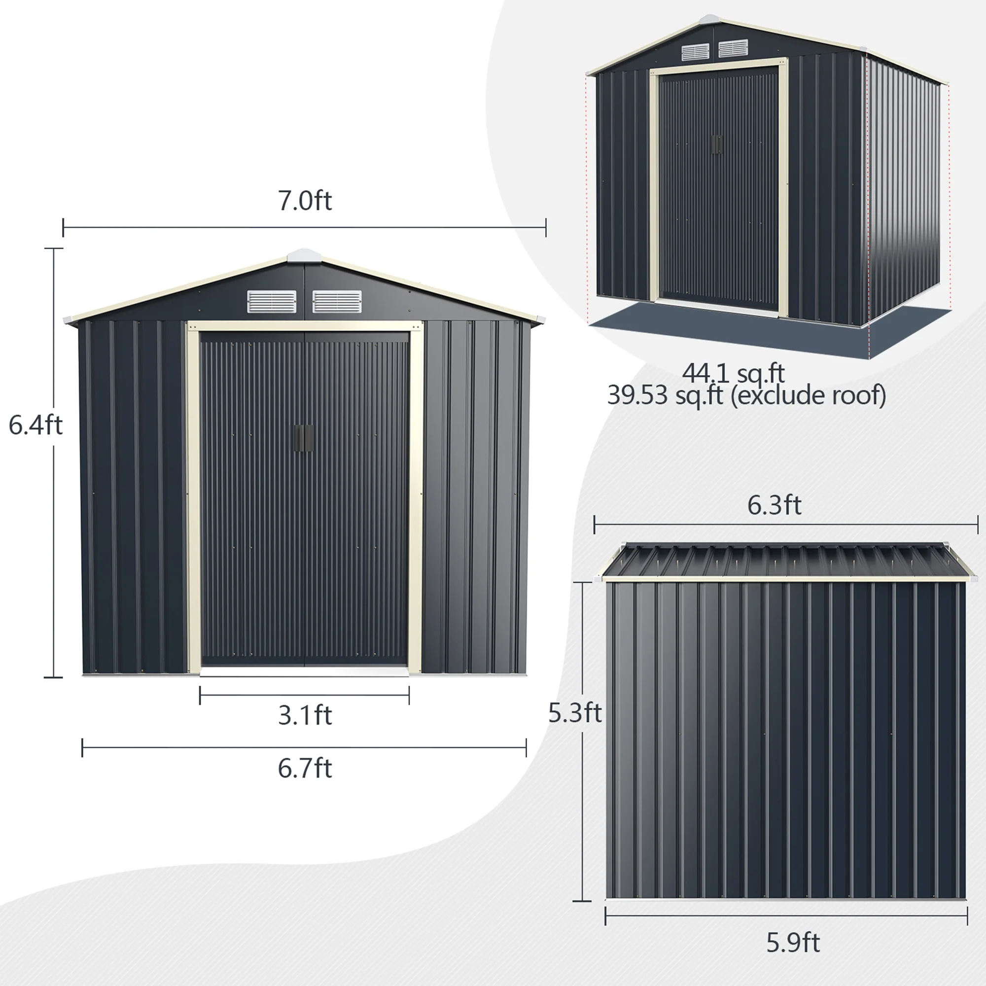 Gymax 7&s; x 6&s; Outdoor Tool Storage Shed Large Utility Storage House w/ Sliding Door