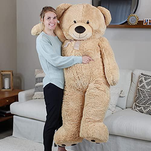 lotfancy 5 ft giant teddy bear stuffed animal, cuddly big bear plush, large stuffed cute toy with big footprint, gift for gir