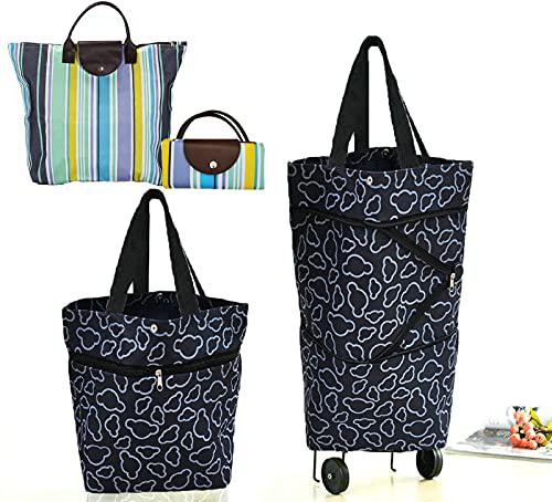 Cowinbest Collapsible Trolley Bags Folding Shopping Bag with Wheels Foldable Shopping Cart Reusable Shopping Bags Grocery Bags Shopping Tr