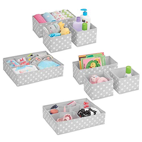 mDesign Soft Fabric Dresser Drawer and Closet Storage Organizer Set for Child/Baby Room or Nursery - Large Set of 5