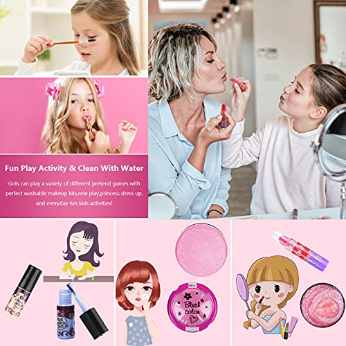 Mathea Real Makeup Girl Toys, Washable, Kids Makeup Kit for Girls, Makeup Set Cosmetic Beauty Set for Kids, Makeup Toy for Girls
