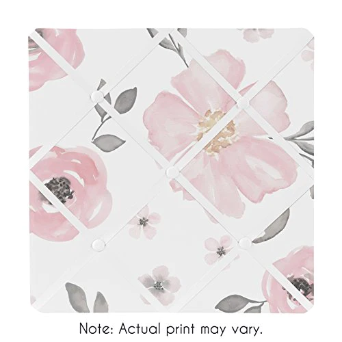 Sweet Jojo Designs Blush Pink, Grey and White Baby Kid Clothes Laundry Hamper for Watercolor Floral Collection by Sweet Jojo Designs
