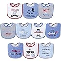 Hudson Baby Unisex Baby Cotton Terry Drooler Bibs with Fiber Filling, Handsome Eyes, One Size
