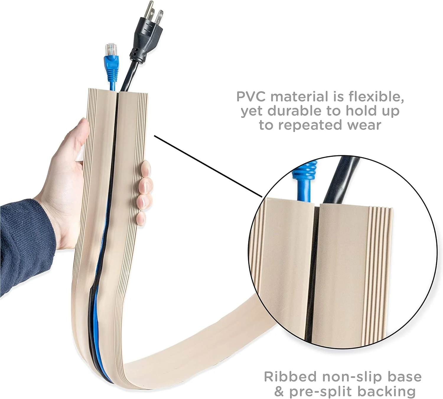 GE Cordinate 10 ft Cord Cover Floor, Cord Protector, Cord Management, Cord Concealer, Cable Hider and Cable Raceway, Extension Cor