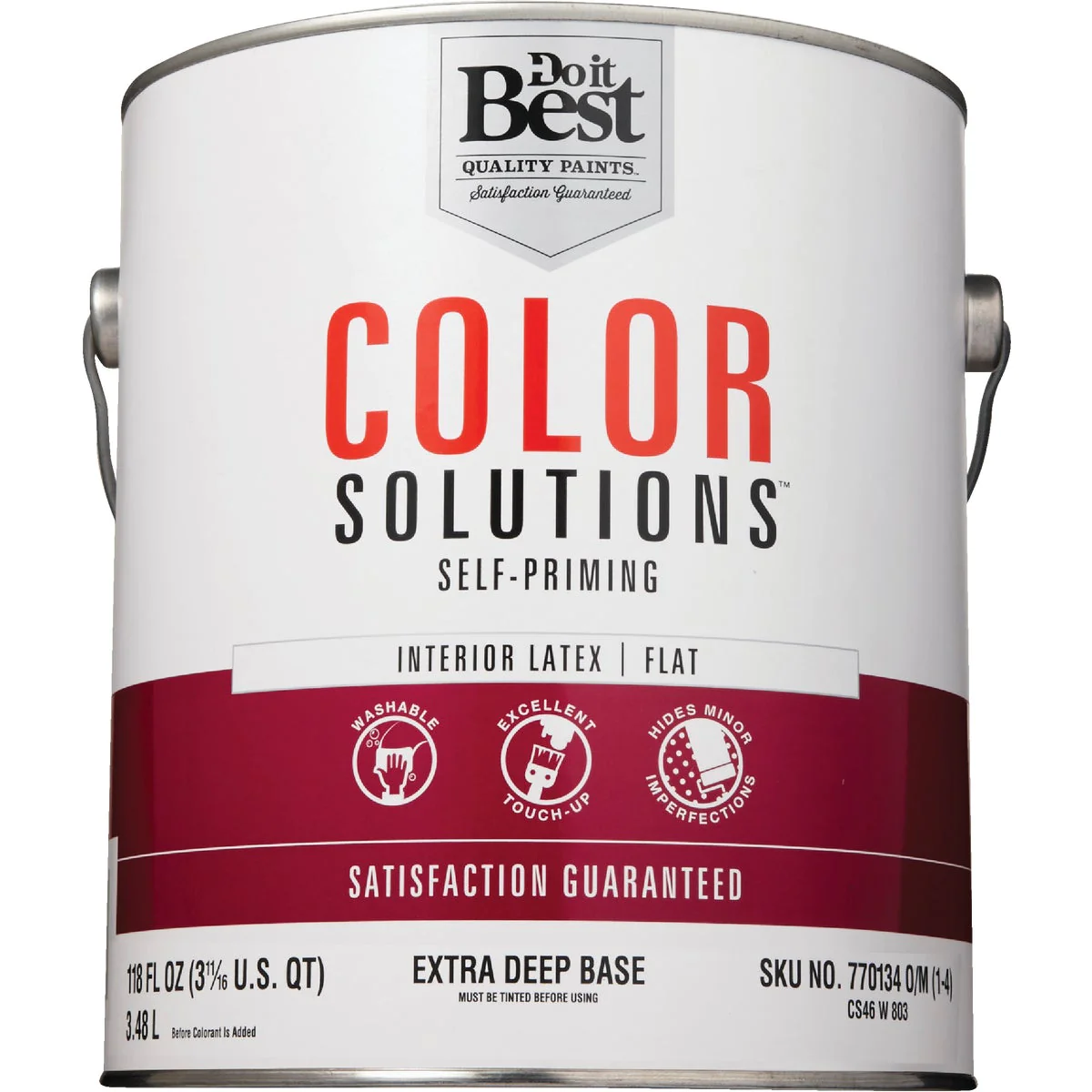 Color Solutions SIM Supply, Inc. CS46W0803-16 Do it Best Color Solutions Latex Self-Priming Flat Interior Wall Paint, Extra Deep Base, 1 Gal. CS
