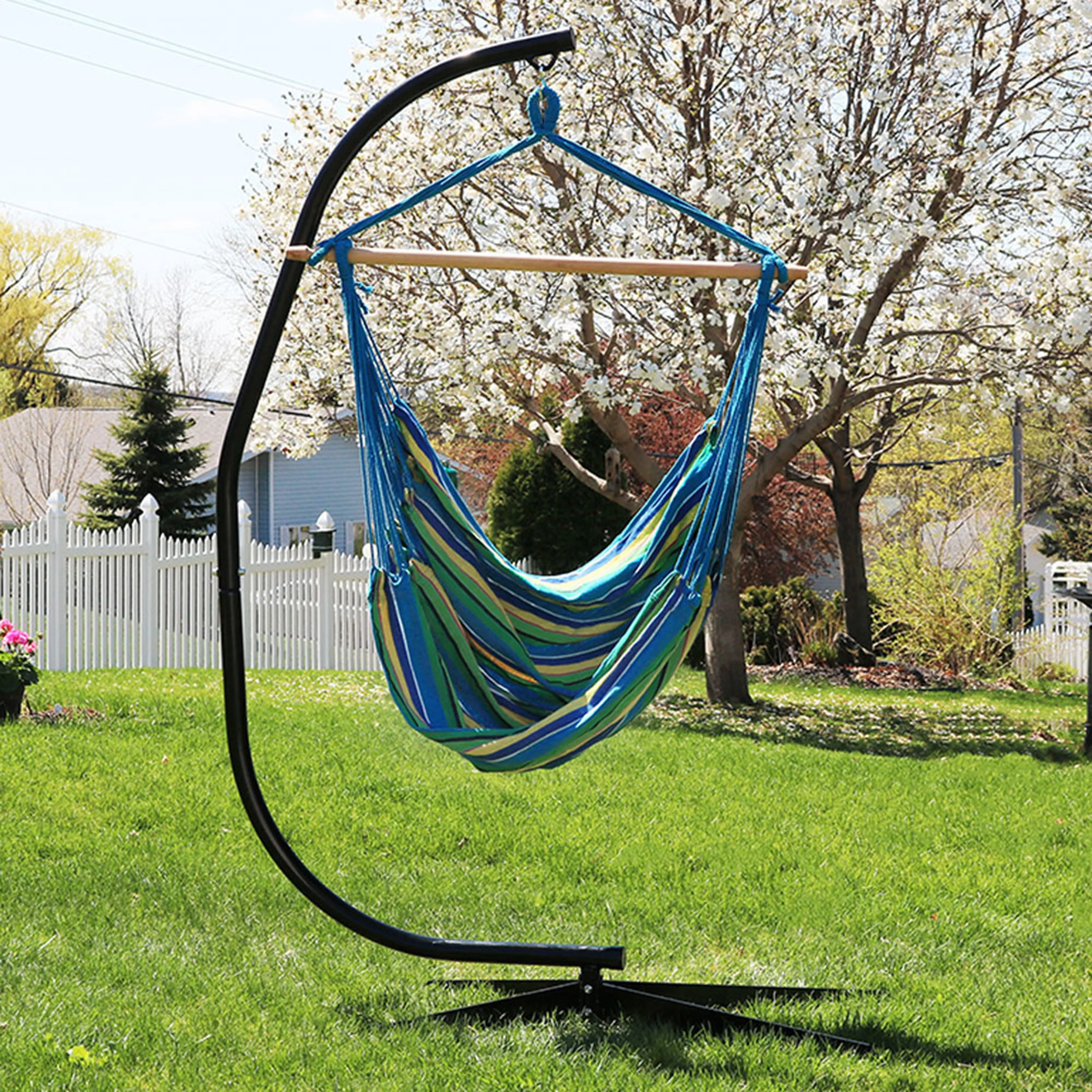 Sunnydaze Decor Extra Large Extra Large Hammock Chair Swing &a; Stand Set - Ocean Breeze