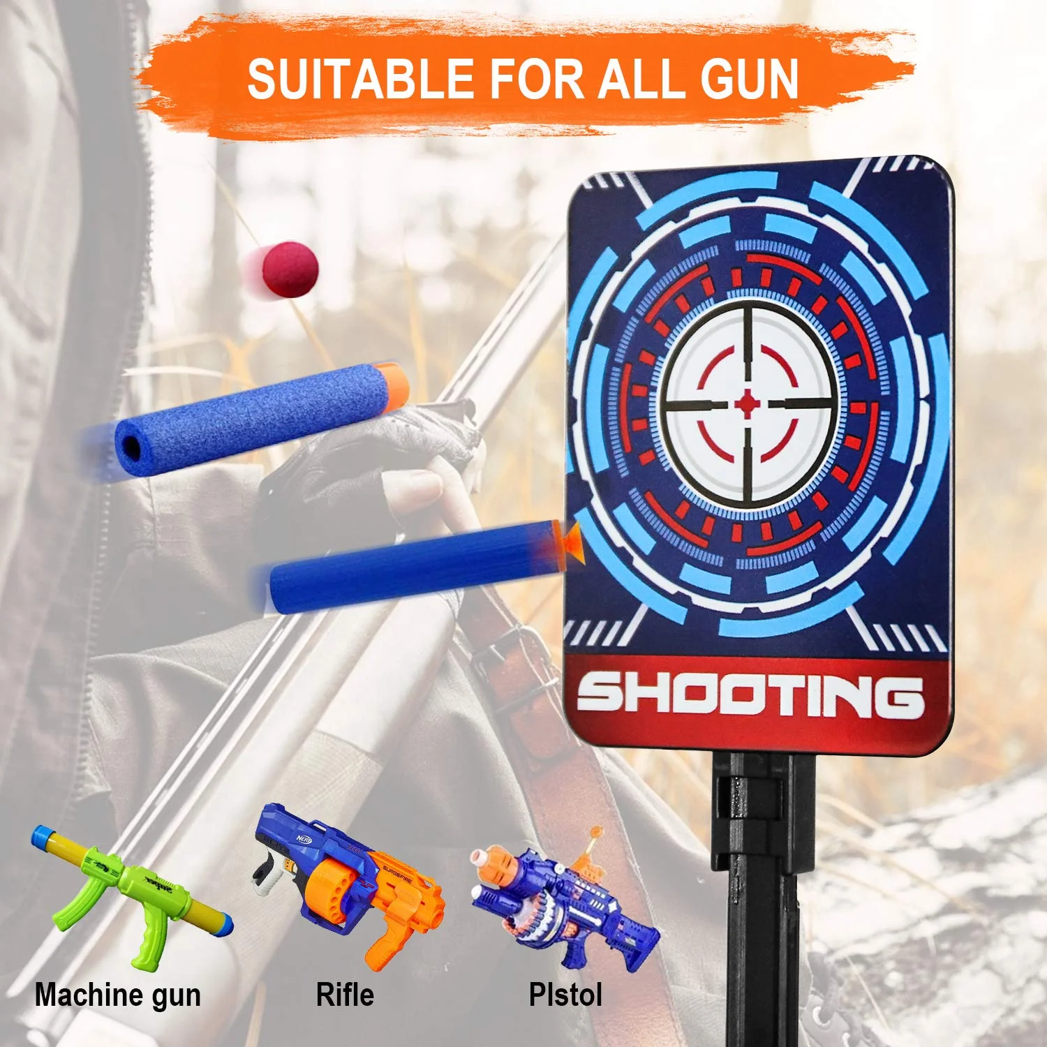 Great Choice Products Electronic Shooting Target Scoring Auto Reset Digital Targets For Nerf Guns Toys With A Support Cage &a; Net, Christmas Birt