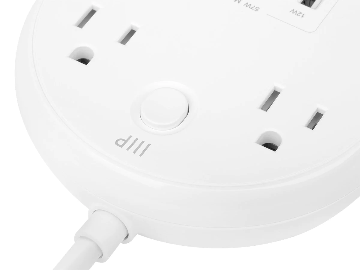 Monoprice USB-C Power Strip, 2 Outlets and 57W 3 USB with 5-Foot Extension Cord