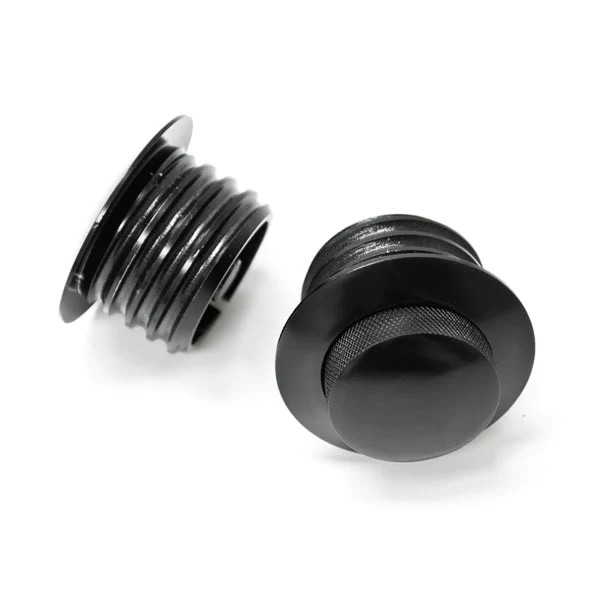 Krator Dual Black Pop Up Gas Cap Vented Flush Fuel Tank Compatible with 1984-1990 Harley Davidson FXST Softail Standard