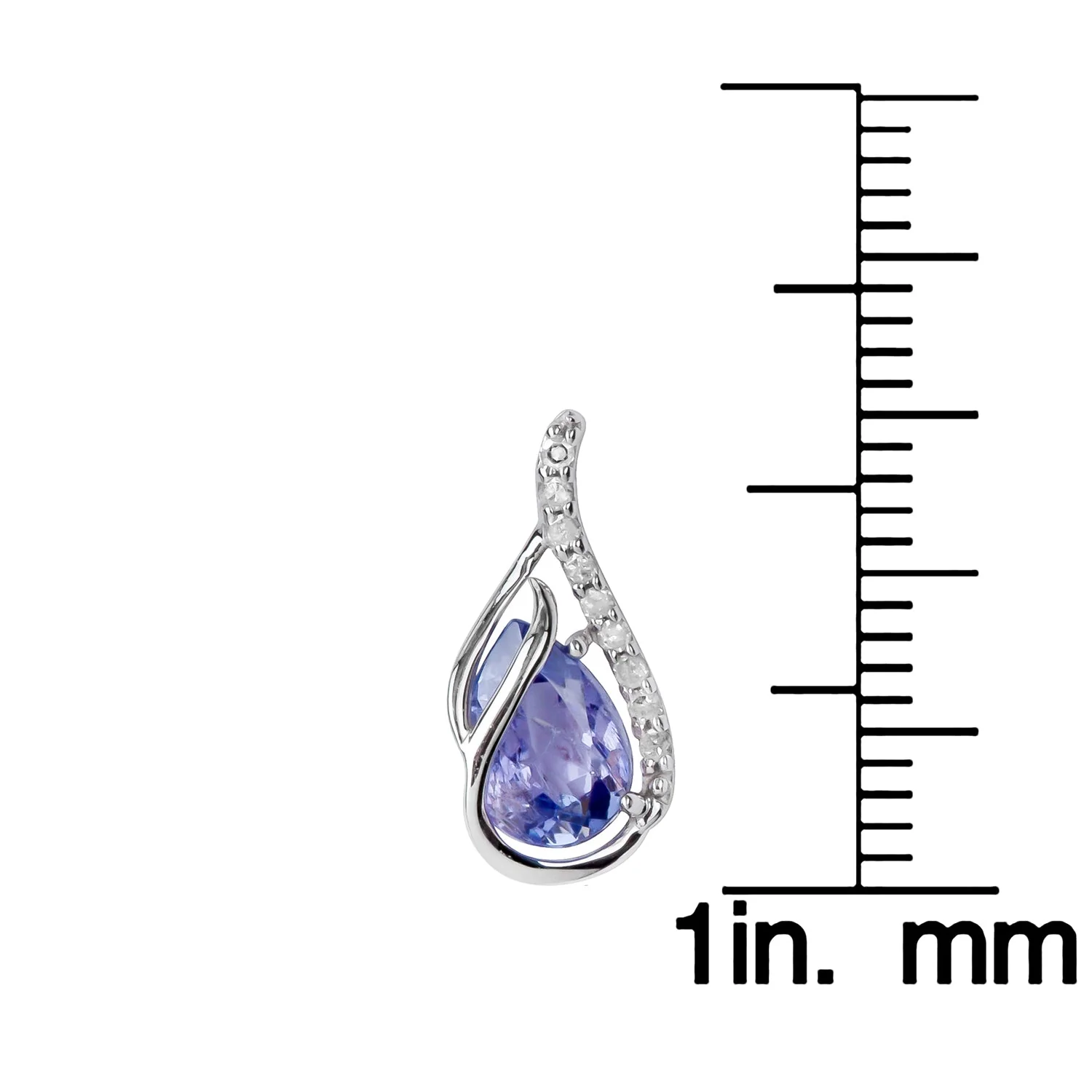 Viducci 10k White Gold Genuine Pear-Shape Tanzanite and Diamond Curved Halo Drop Earrings