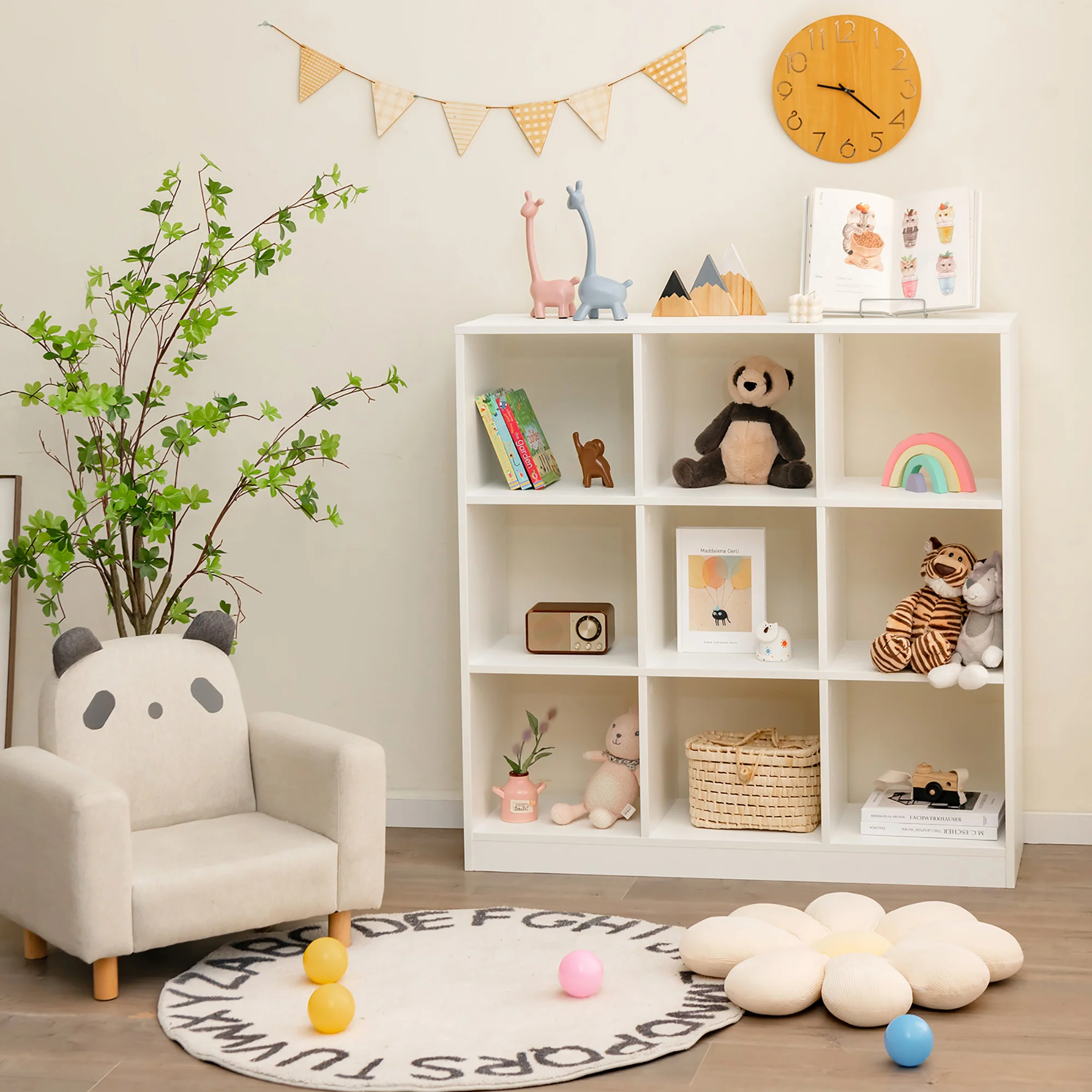 Costway Kids Toy Storage Organizer 9-Cube Kids Bookcase for Books Toys Ornaments