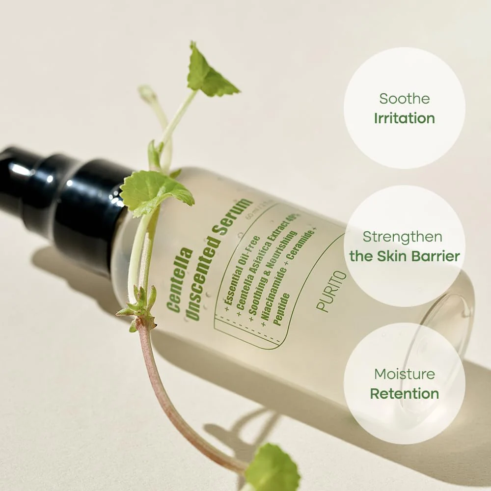 PURITO Centella Unscented Serum for face, Centella Asiatica,Recovery facial Calming soothing Serum,60ml/ 2 fl.oz