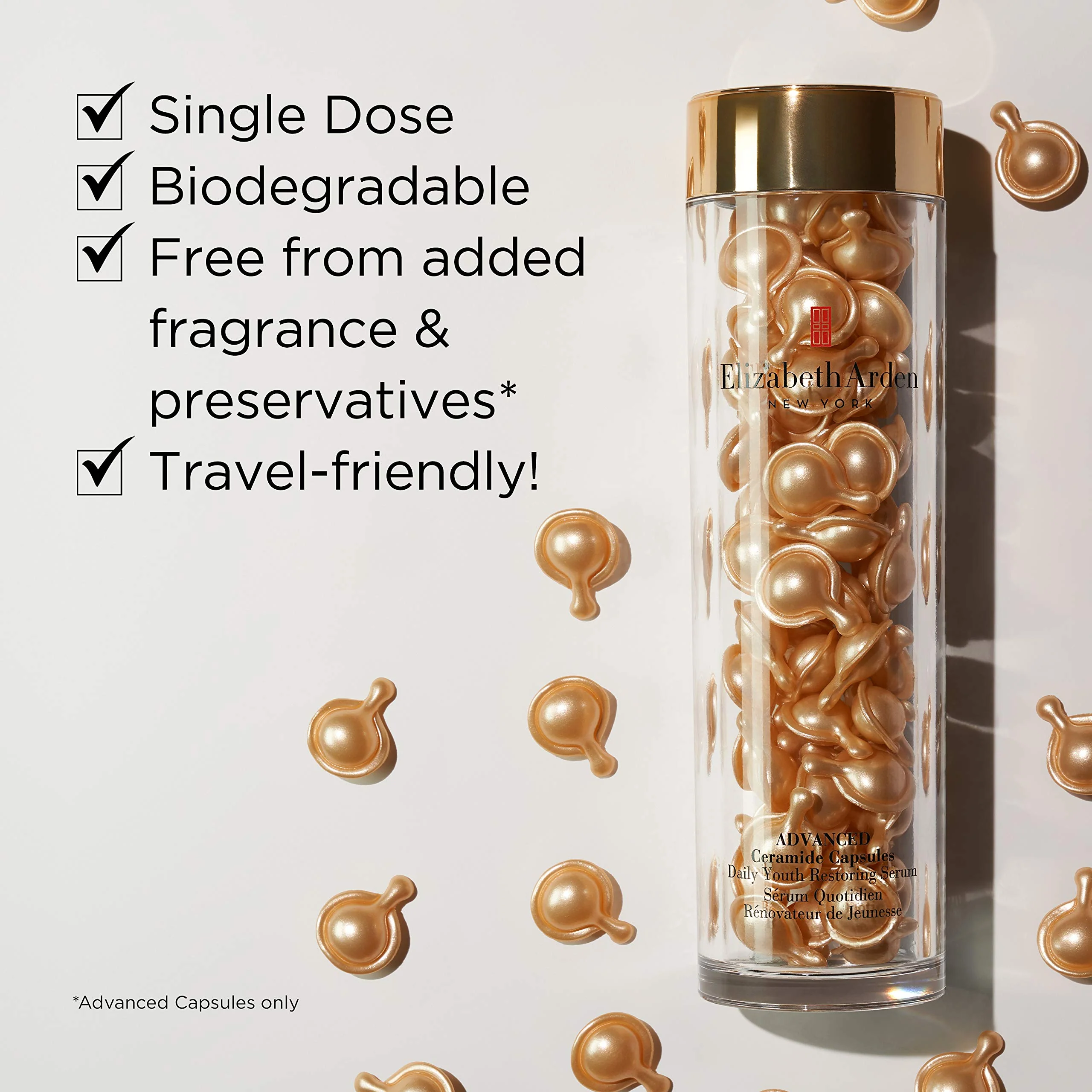 Elizabeth Arden Anti-Aging Ceramide Capsule Serum, Advanced Daily Youth Restoring Face Serum, Nourishing Skin care, 60 Count