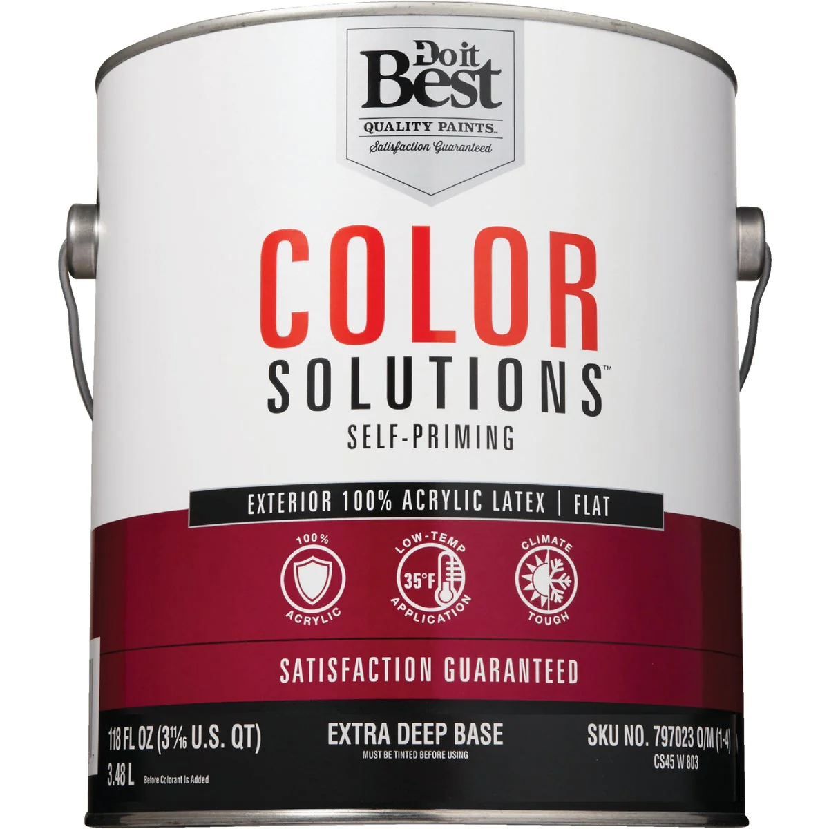 Color Solutions SIM Supply, Inc. CS45W0803-16 Do it Best Color Solutions 100% Acrylic Latex Self-Priming Flat Exterior House Paint, Extra Deep B
