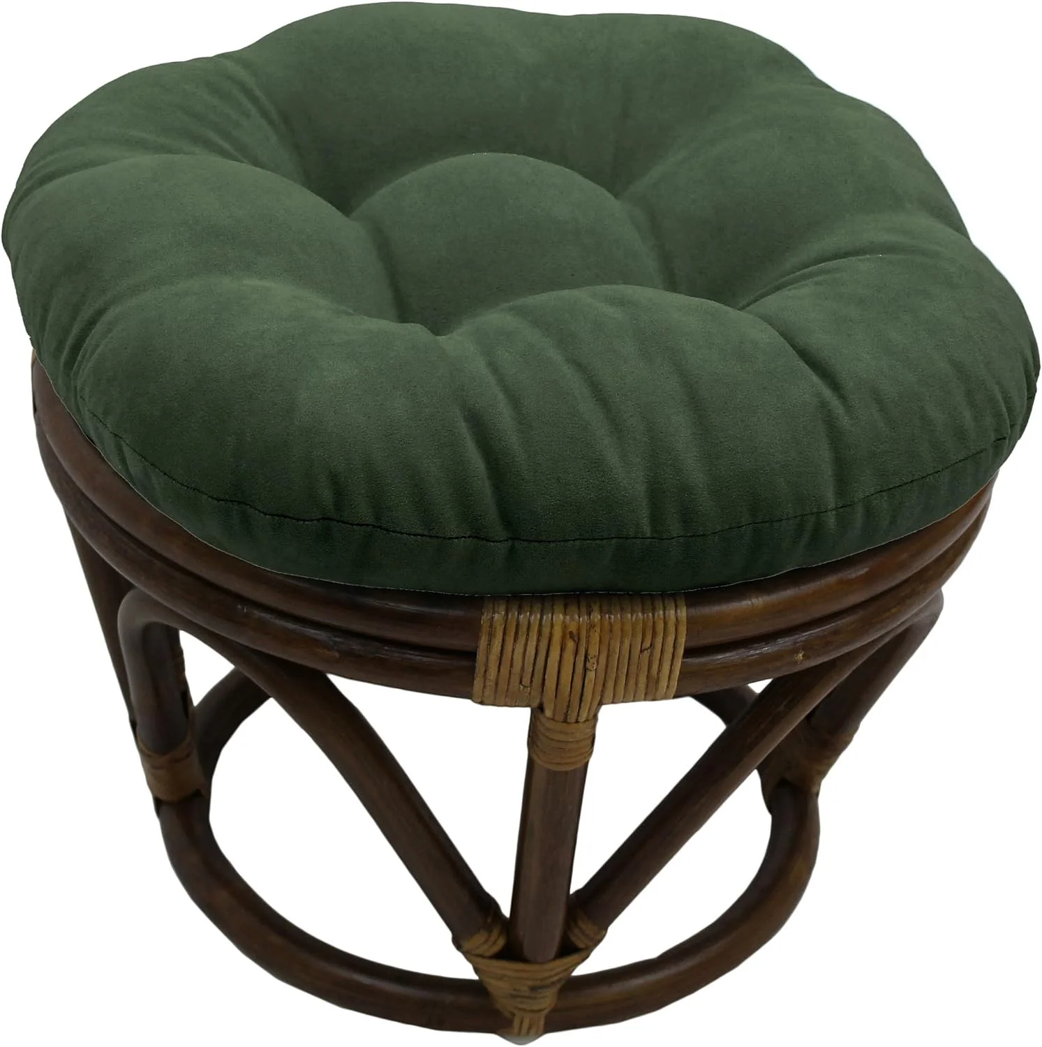 Blazing Needles Solid Microsuede Tufted Round Footstool Cushion, 18
