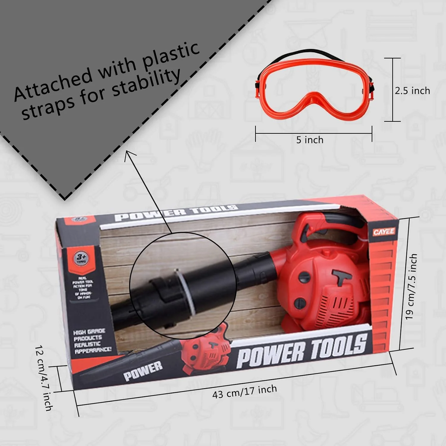 GCP Products Pretend Play Kids Leaf Blower Toy Tool Garden Set,Outside Construction Work Shop Toy Tool Leaf Blower For Kids That Blows Air…