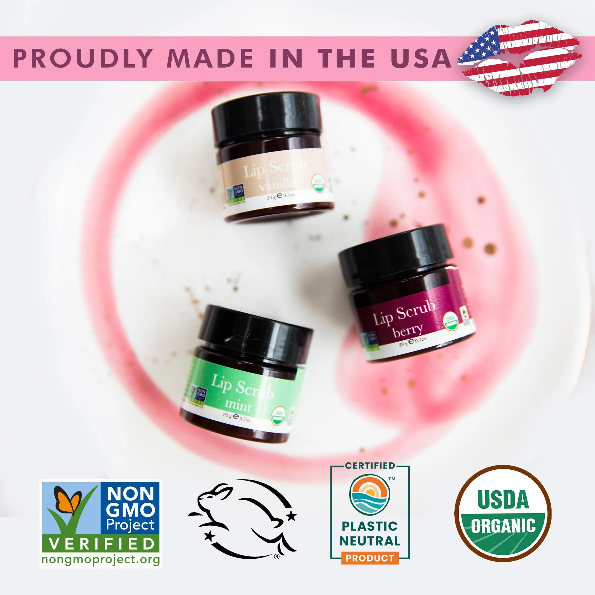 Beauty by Earth Organic Lip Scrub Berry - Lip Scrubs Exfoliator &a; Moisturizer, Lip Exfoliator Scrub, Sugar Lip Scrubs, Lip Sugar Scrub, Lip Care