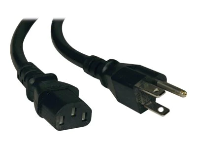 Tripp Lite Standard Computer Power Cord 10A,18AWG (NEMA 5-15P to IEC-320-C13) 1-ft.(P006-001) Black