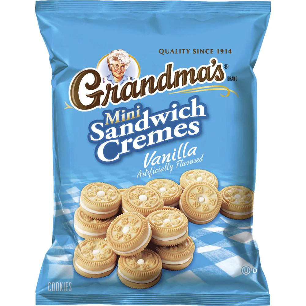 Quaker Oats Grandma&s;s Vanilla Mini Cookie Cremes - Vanilla - 2.12 oz - 60 / Carton