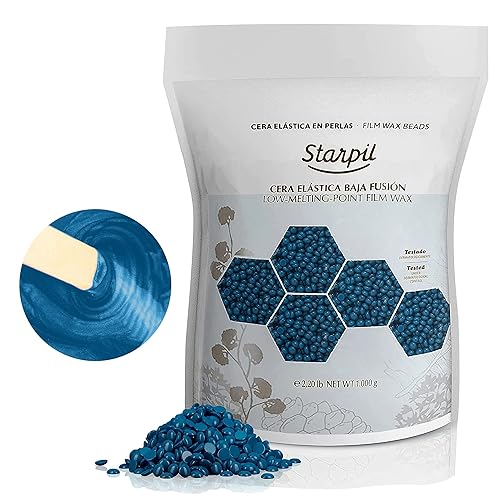 Starpil Wax 1000g / 2.2 lb Bag Blue Hard Wax Beads for Hair Removal, Stripless Wax Beans Refill for Wax Pot Warmer Professional,
