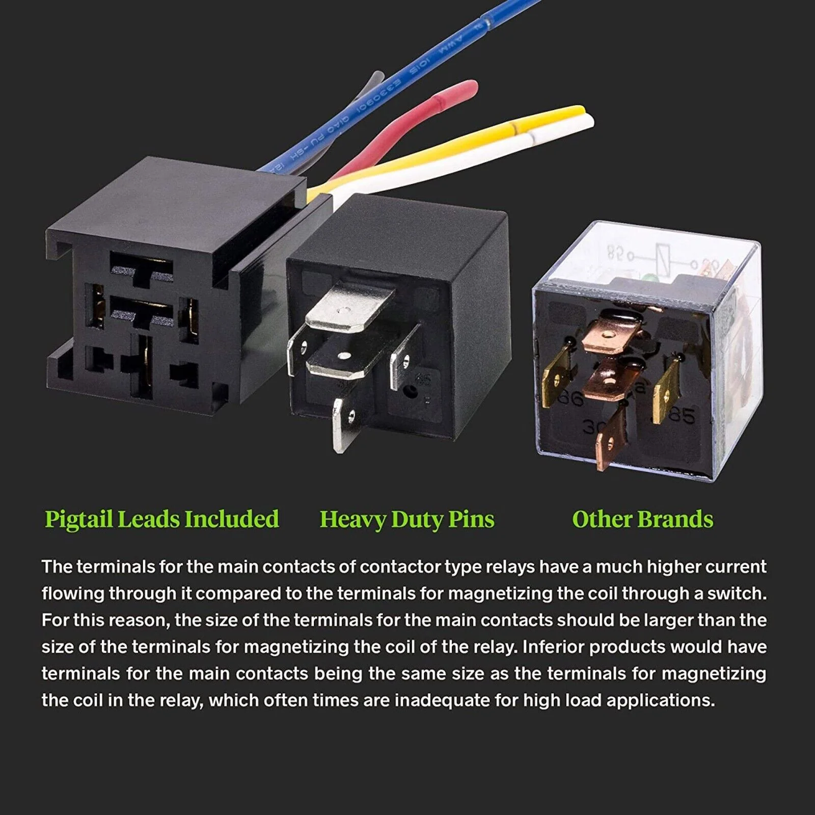 GCP Products 6Pcs 5Pin Car Automotive Spdt Relay Switch Harness Socket Waterproof 40A 12V Dc