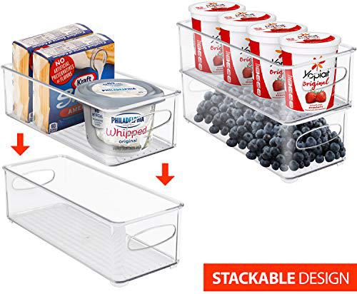 sorbus plastic storage bins stackable clear pantry organizer box bin containers for organizing kitchen fridge, food, snack pa
